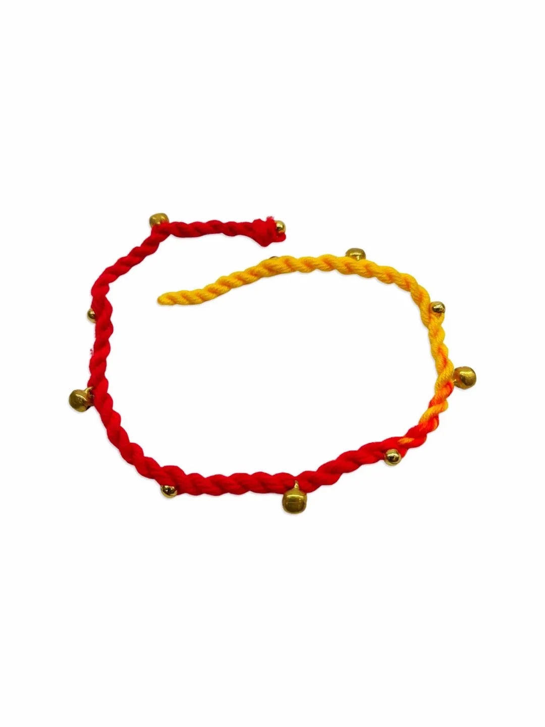 Simple Rakhi With Ghungroo Red/Yellow Criss Cross Thread Rakhi For Raksha Bandhan