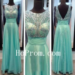 Sleeveless Prom Dresses,Mint Prom Dress,Evening Dresses