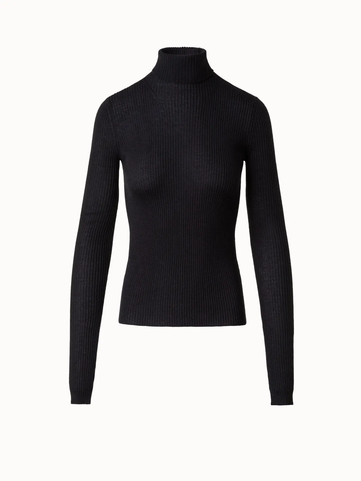 Slit Sleeve Cashmere Silk Turtleneck Sweater