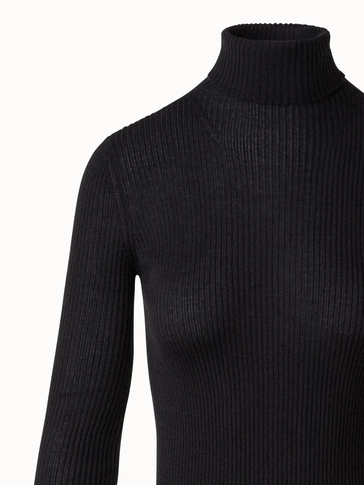 Slit Sleeve Cashmere Silk Turtleneck Sweater