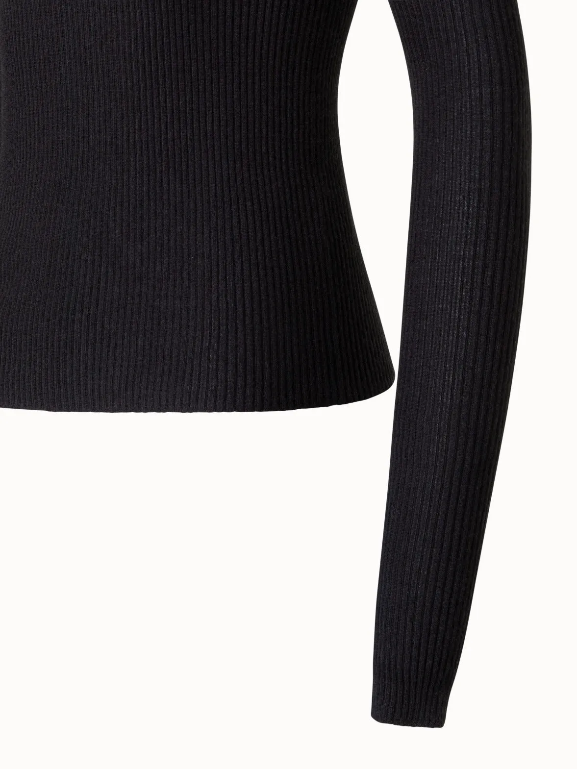 Slit Sleeve Cashmere Silk Turtleneck Sweater