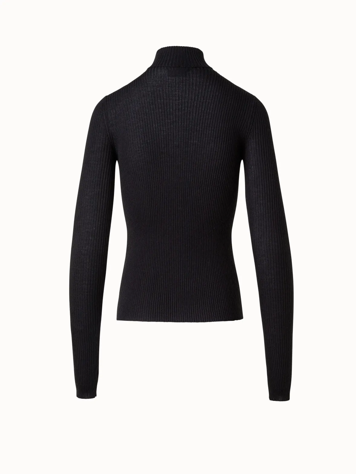 Slit Sleeve Cashmere Silk Turtleneck Sweater