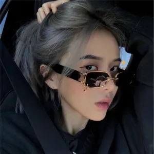 Small Rectangle Women Luxury Sunglasses Brand Designer Vintage Punk Men Sun Glasses Shades