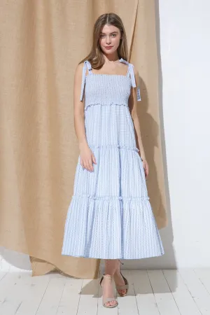 Smocked Blue Checkered Dress