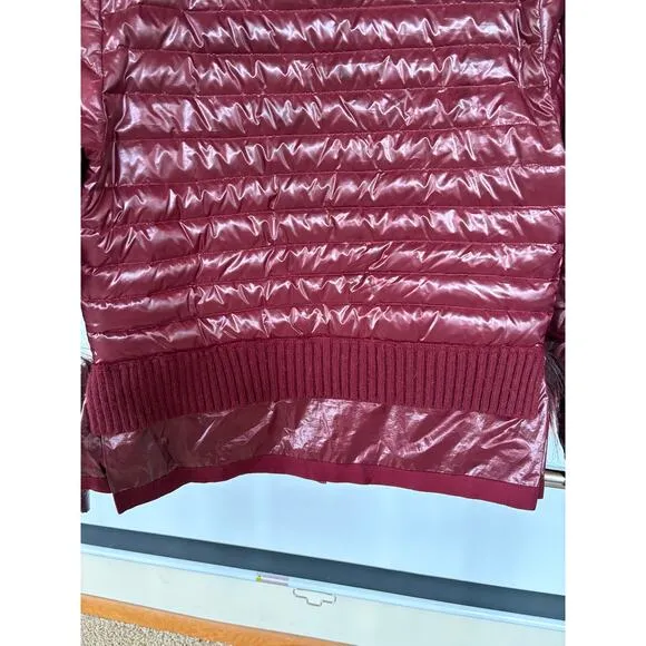 SOSKEN Bev Burgundy Down Jacket Fur Oxblood Puffer Luxury Avant Garde Designer