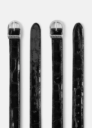 Spur Straps Black Faux Croco Gloss