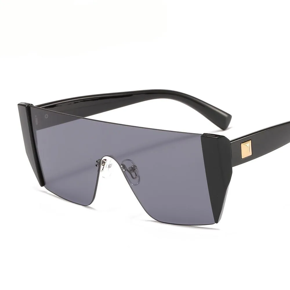 Square Rimless Luxury Brand Designer One Piece Oversized Sun glasses