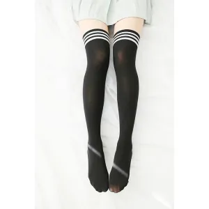 Striped Casual School Thigh High Tights Socks