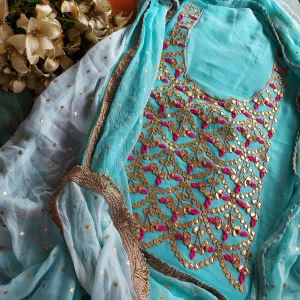 Stunning Blue Gota Work Salwar Suit