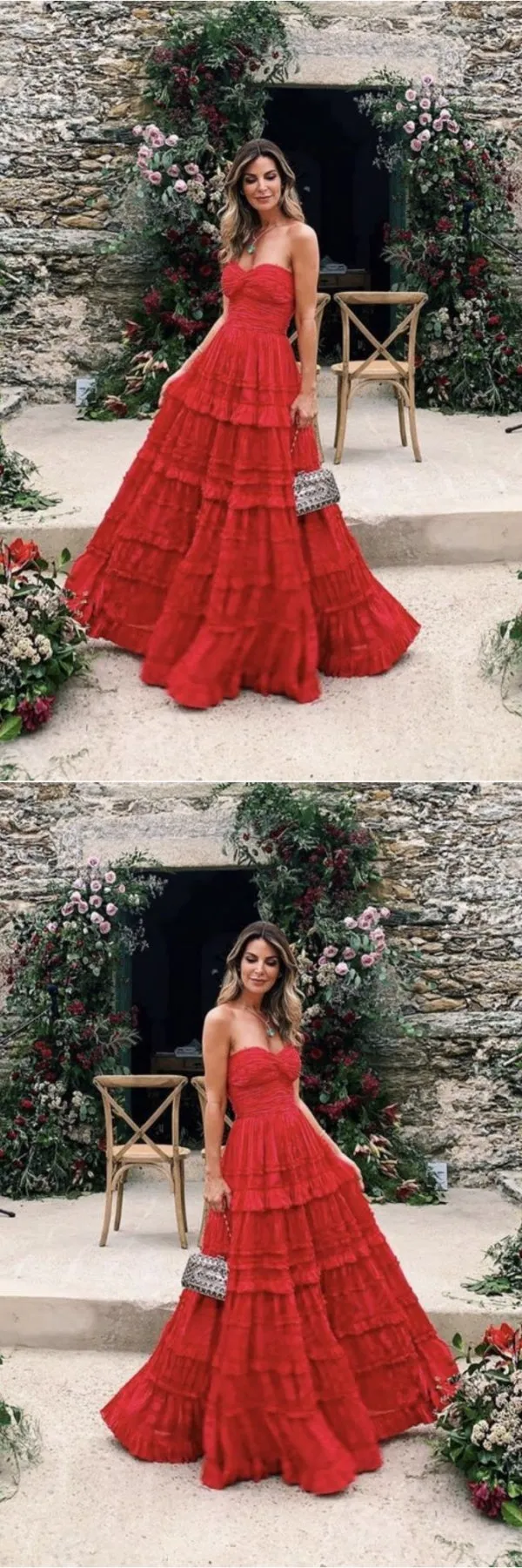 Stunning Red Strapless Sweetheart A-line Party Dress Long Prom Dresses to Impress ,WGP1573