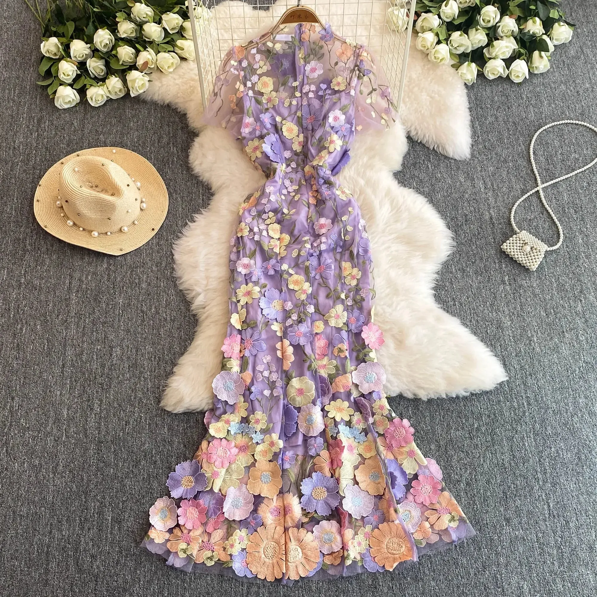 Summer High-end Embroidery Lace Dress