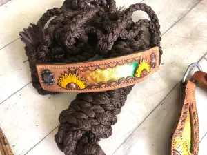 Sunflower Iridescent Leather Band Muletape Halter