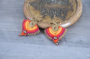 Sunset Glow Micro Macrame Boho Earrings