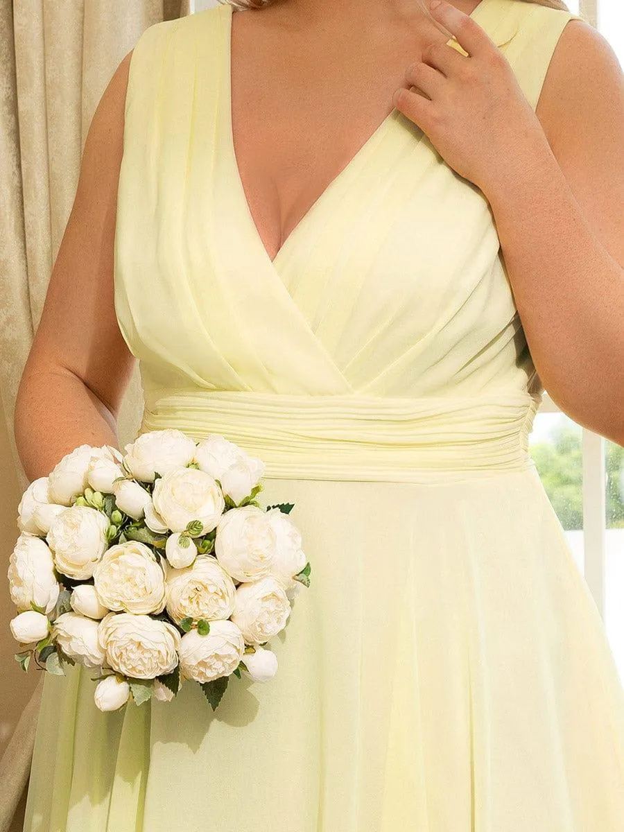 Taille Personnalisée Robe mariage invitée bohème en mousseline de soie col en V profond