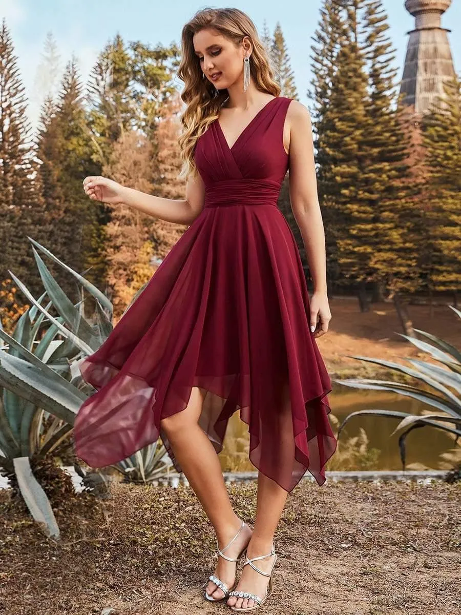 Taille Personnalisée Robe mariage invitée bohème en mousseline de soie col en V profond