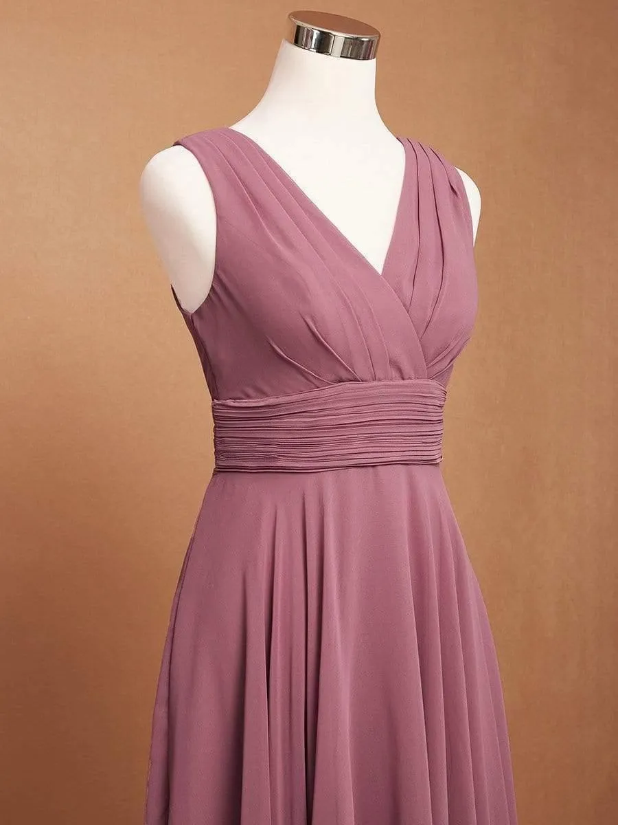 Taille Personnalisée Robe mariage invitée bohème en mousseline de soie col en V profond