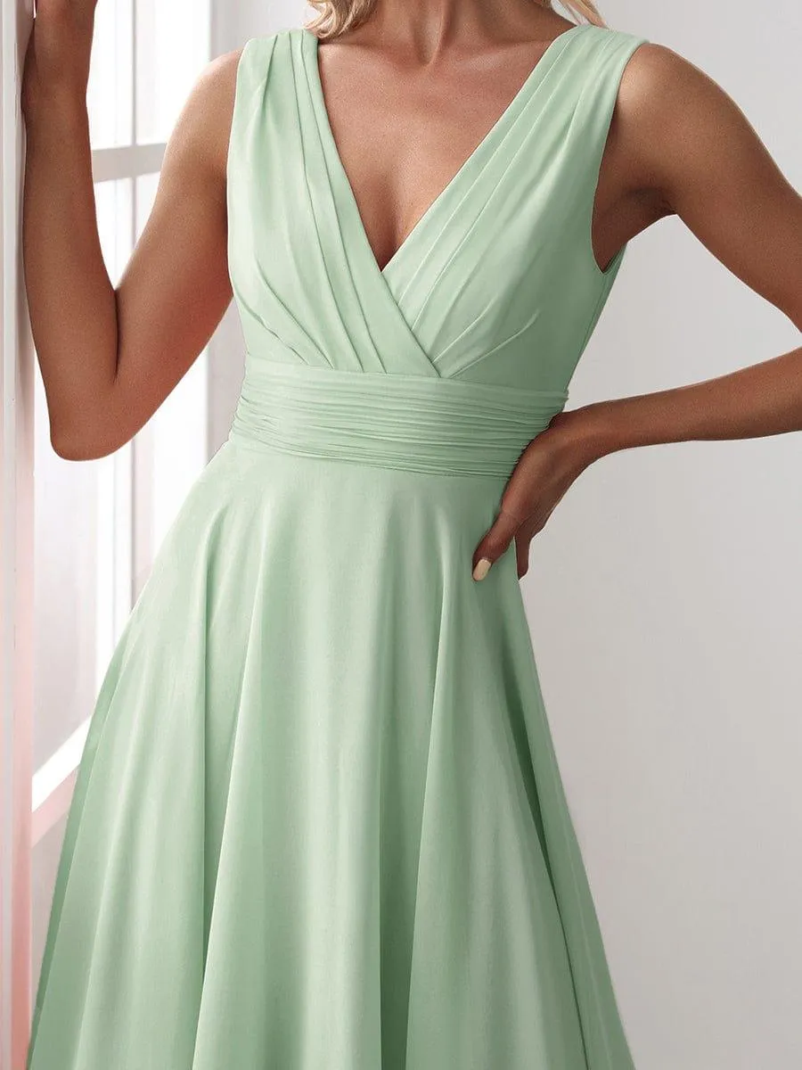 Taille Personnalisée Robe mariage invitée bohème en mousseline de soie col en V profond
