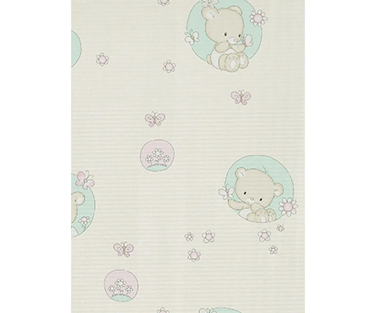 Teddy Bear Nature Grey Blue Rose 7322-05 Wallpaper