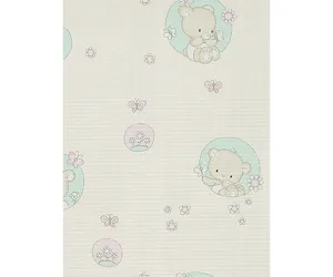 Teddy Bear Nature Grey Blue Rose 7322-05 Wallpaper