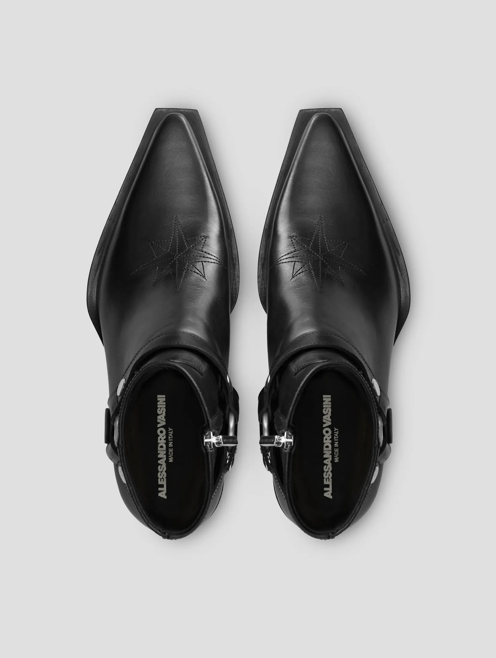 TERENCE HARNESS WESTERN BOOT BLACK VACCHETTA