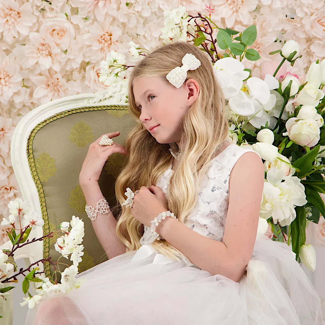 The Adelpha Designer Kids Pearl Bow Hair Clip