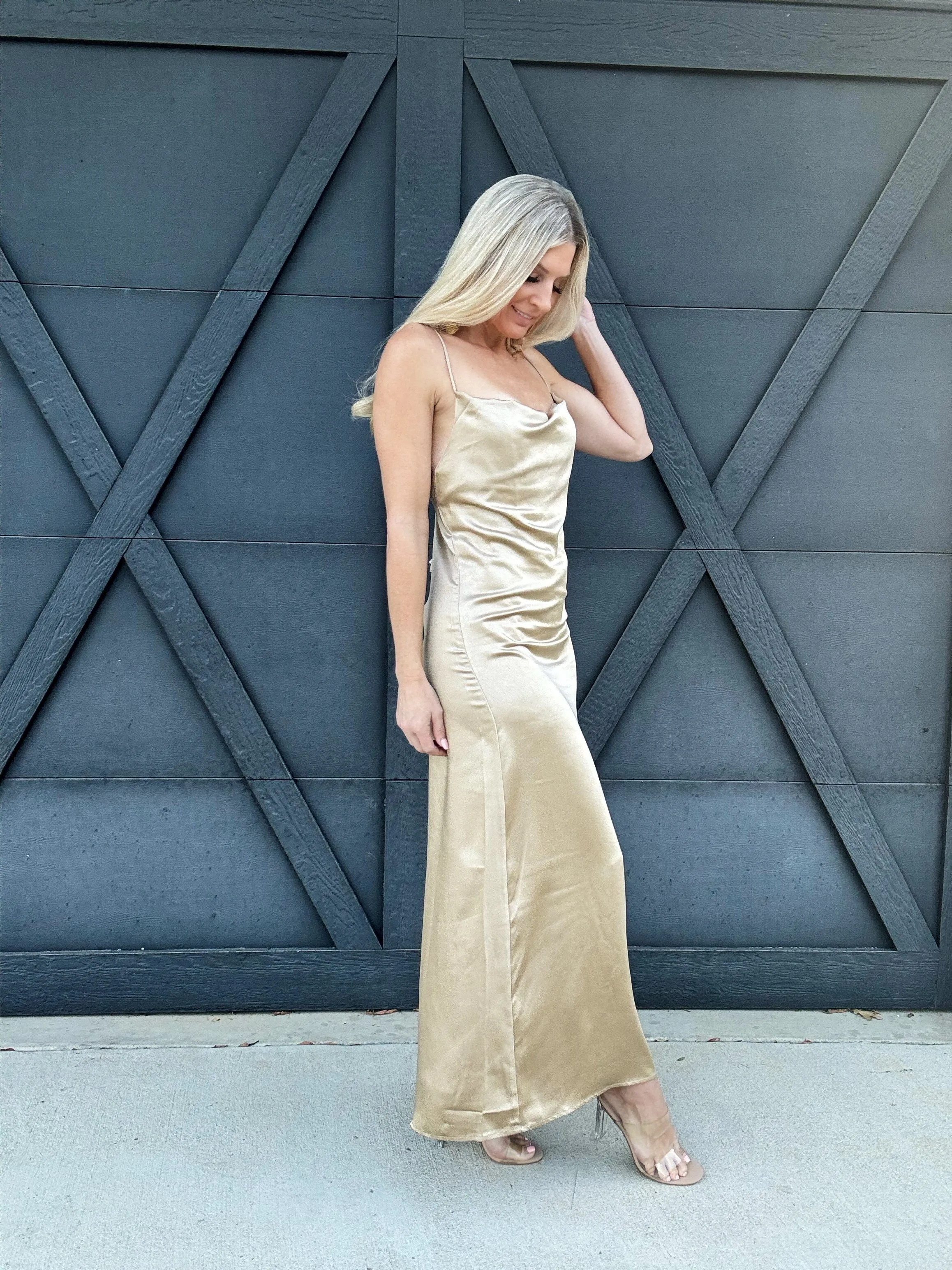 The Fiona Dress In Tan