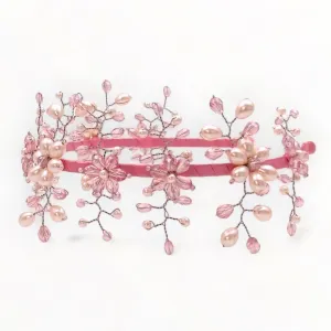The Gavreel Crown Pink Pearl & Crystal Designer Headband