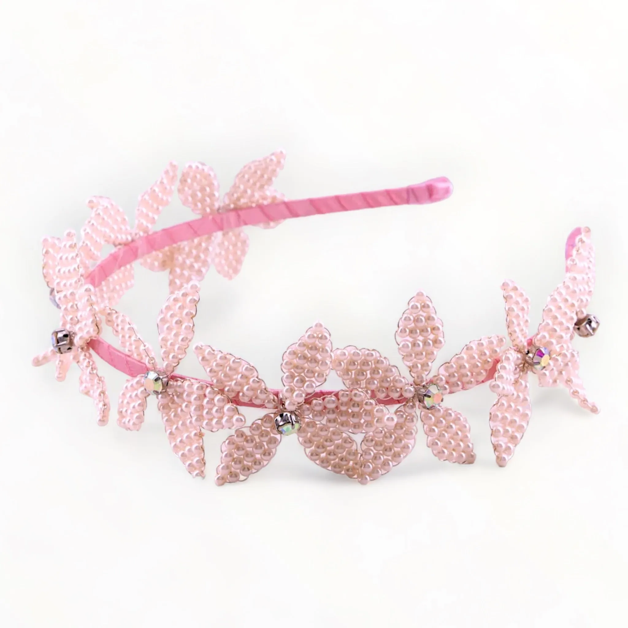 The Margaux Pink Pearl Flower Headband