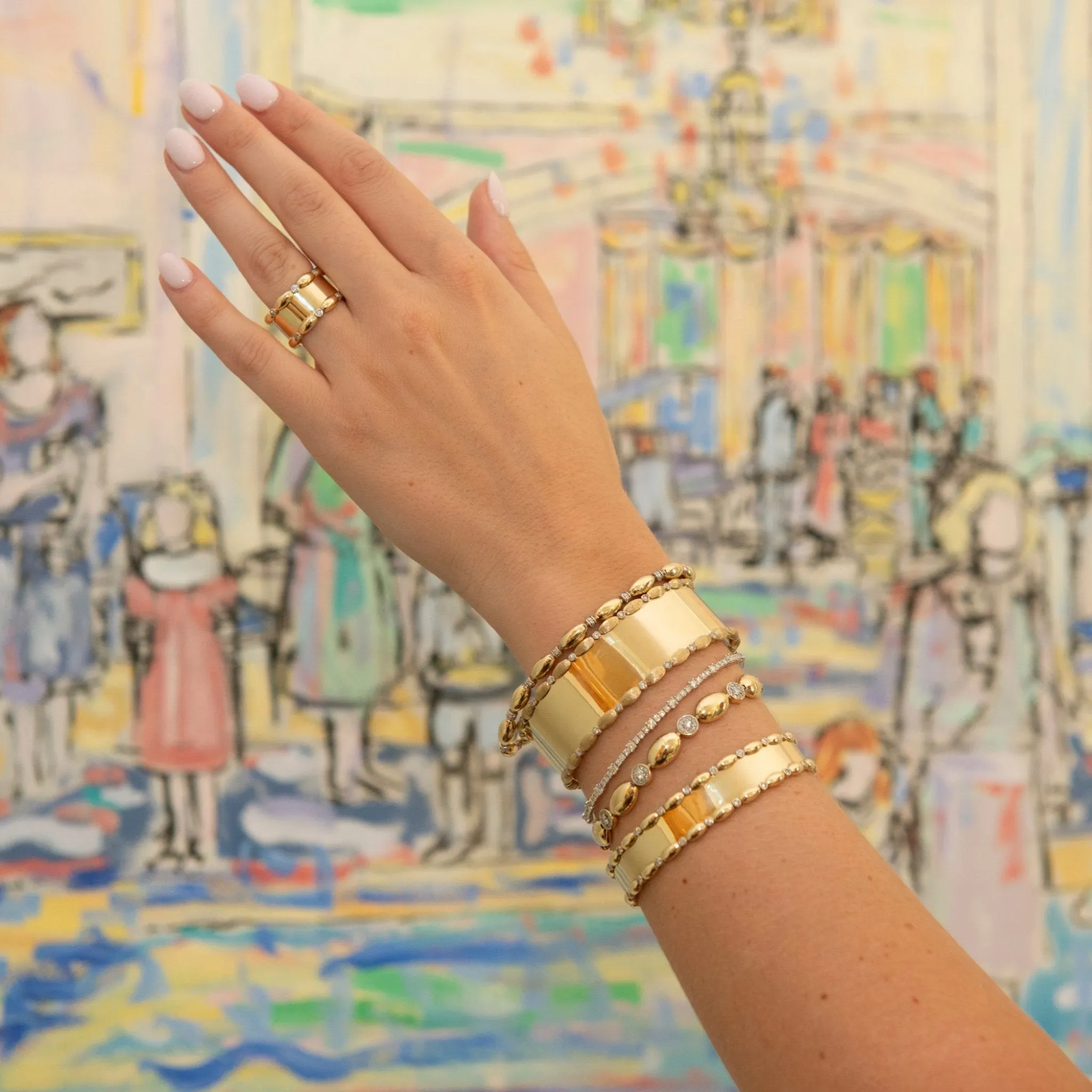 The Mary Diamond Polished Oval Bracelet