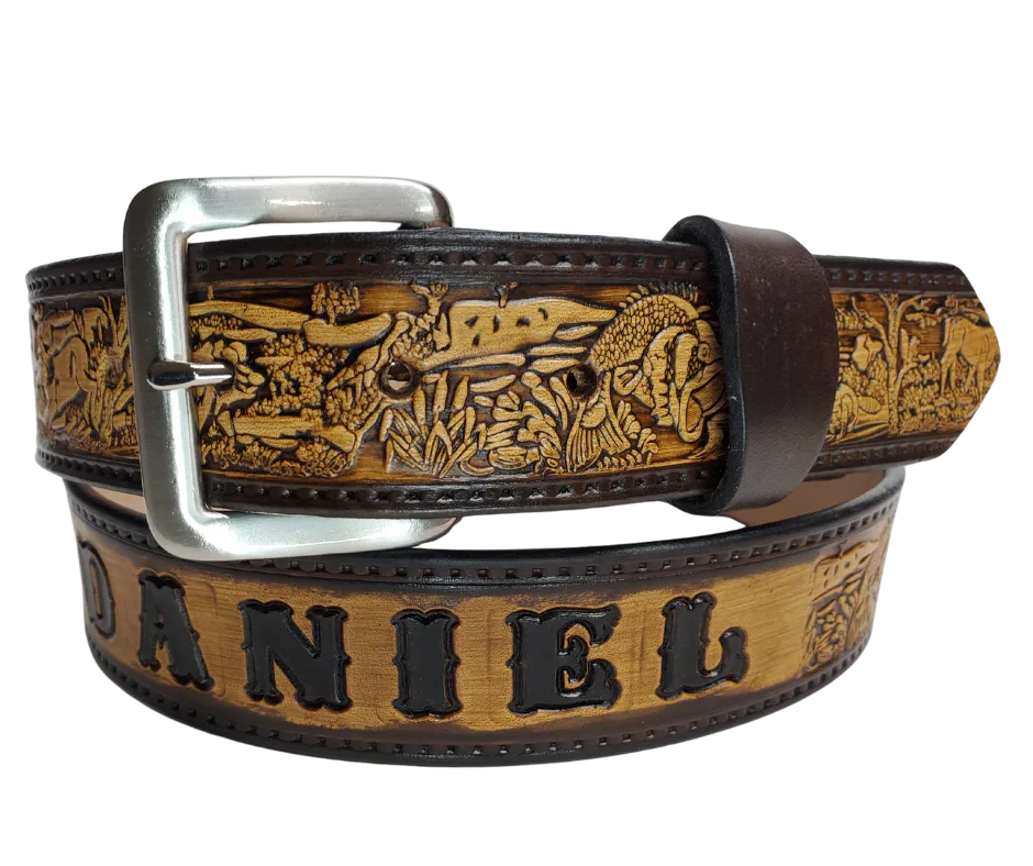 The Outdoorsman Name Leather Belt