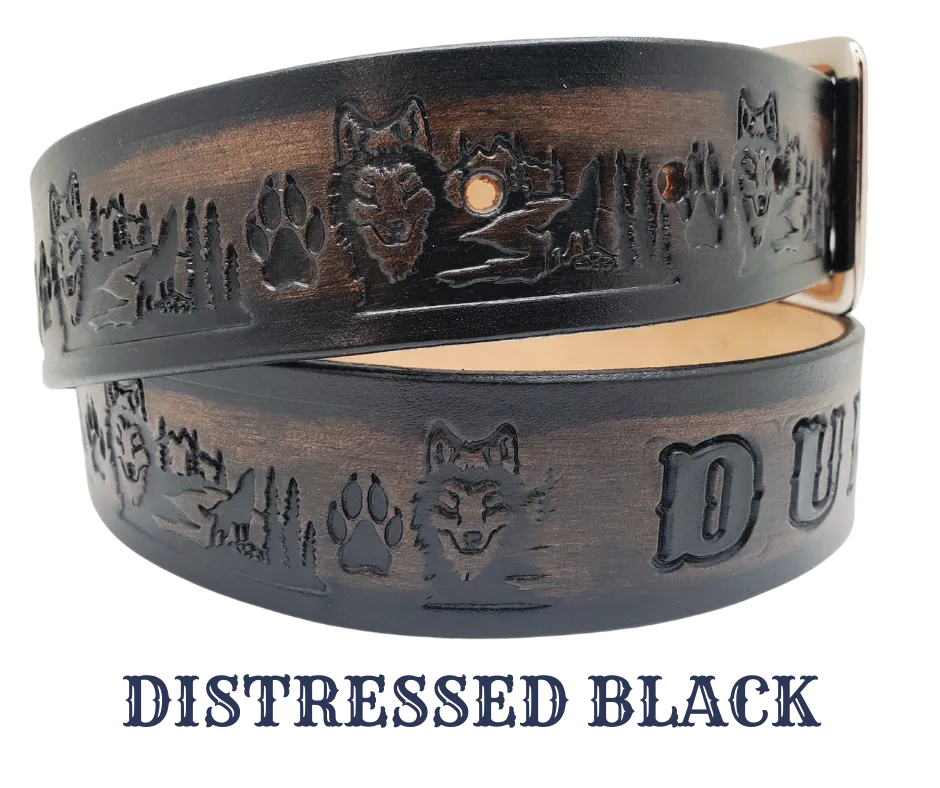 The "Dancin Wolves" Leather Belt
