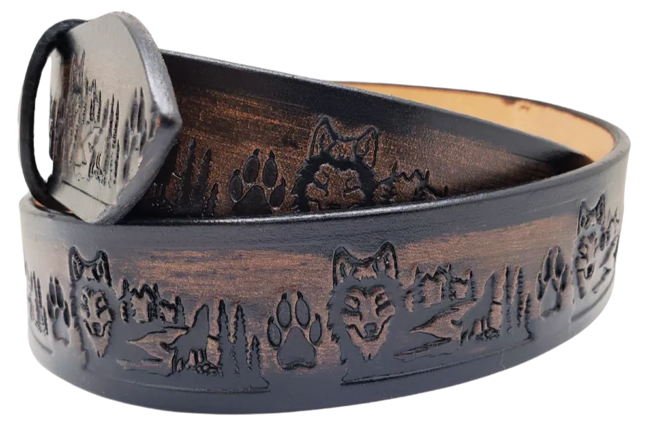 The "Dancin Wolves" Leather Belt