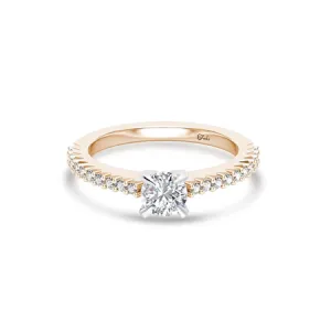 The Studio Collection Round Diamond and Diamond Pavé Shank Engagement Ring in Platinum & Yellow Gold