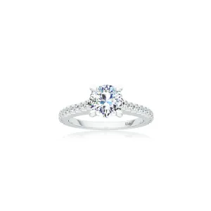 The Studio Collection Round Diamond and Diamond Pavé Shank Engagement Ring in Platinum