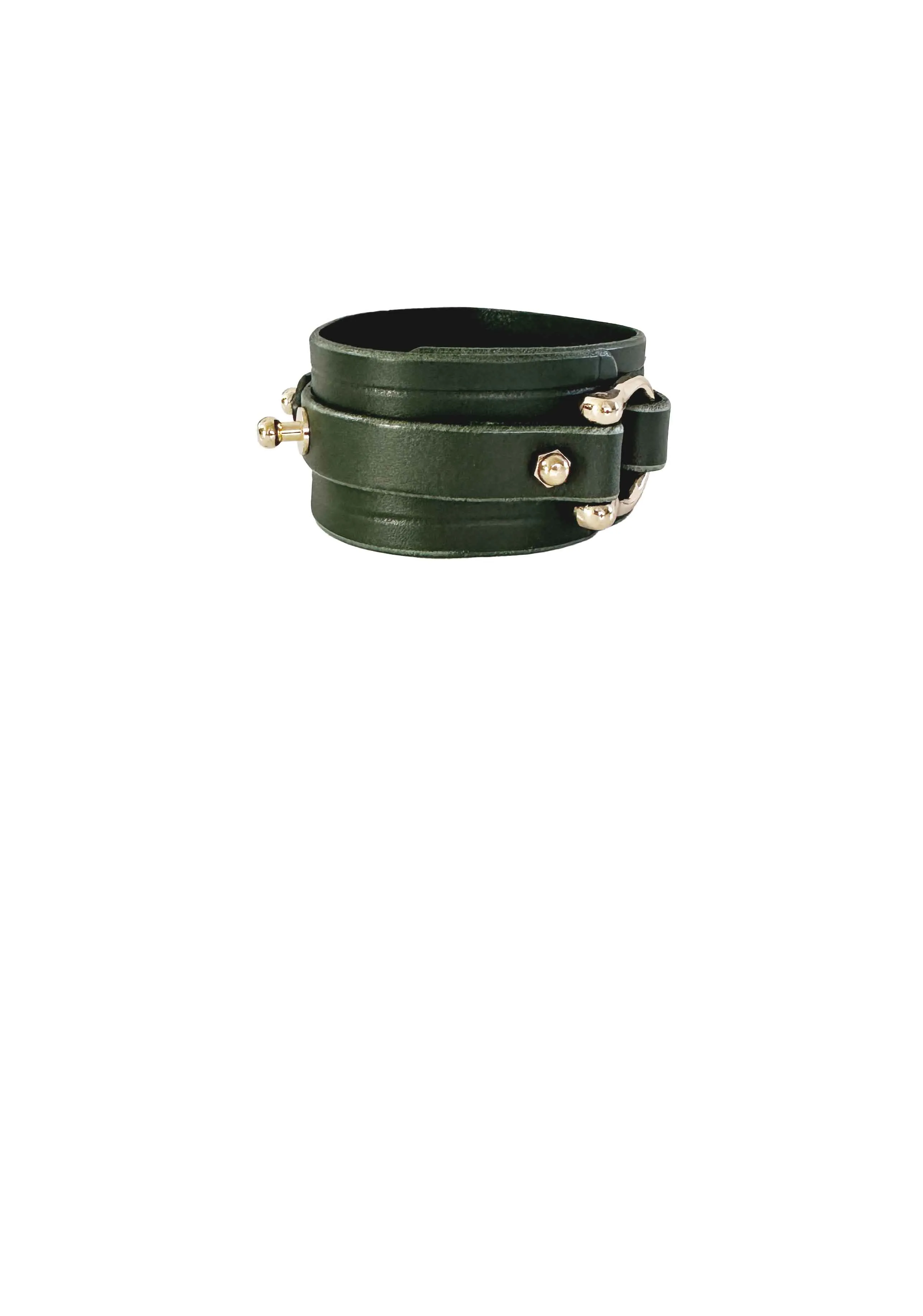 Toggle Wrap Leather Cuff, Hunter