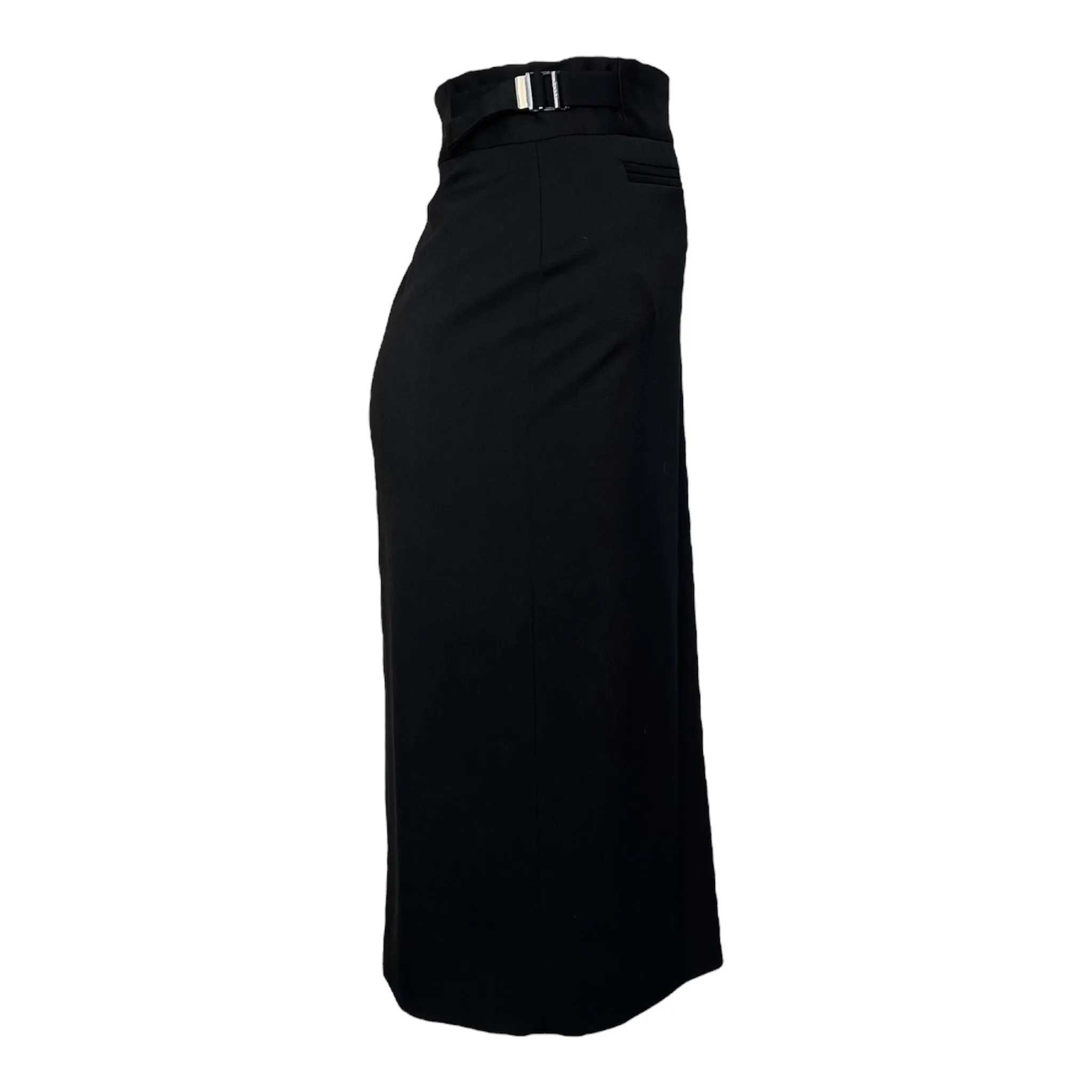 Tom Ford for Gucci F/W 1998 Black Pencil Skirt with Chrome Silver Side Buckles