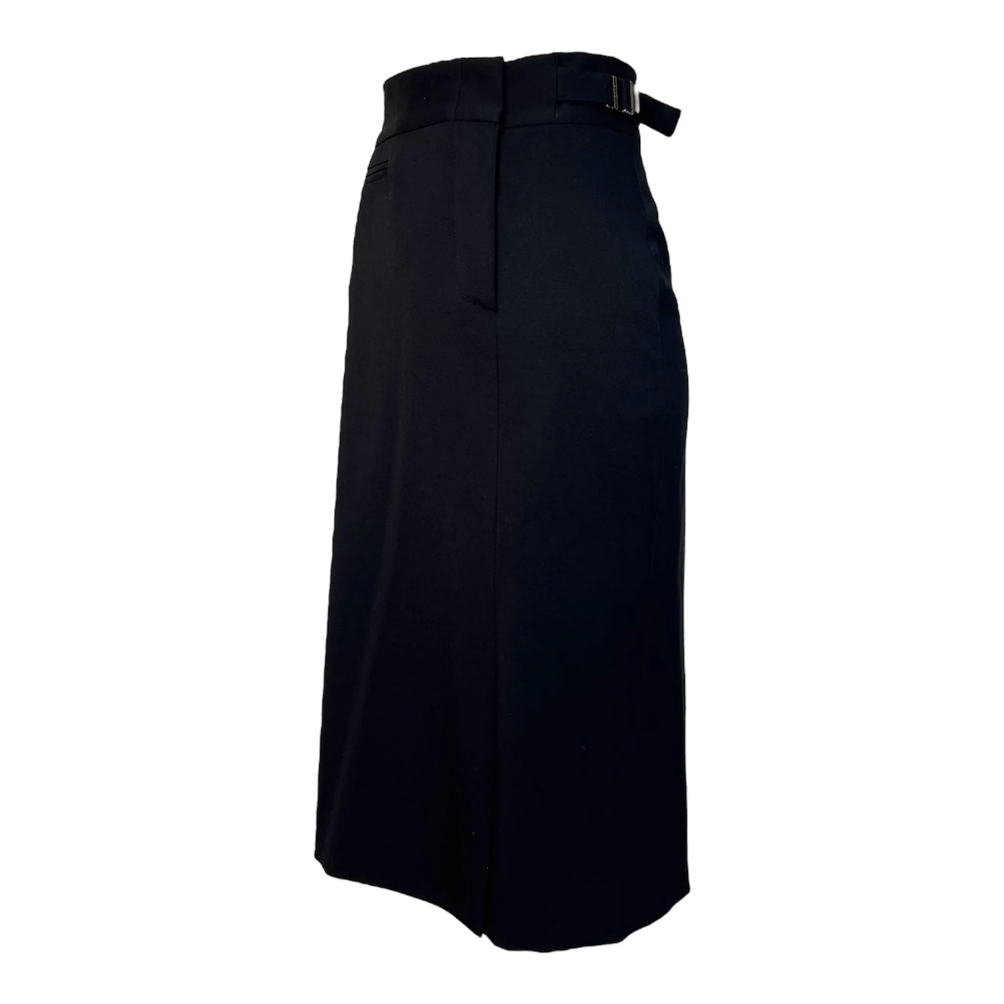 Tom Ford for Gucci F/W 1998 Black Pencil Skirt with Chrome Silver Side Buckles