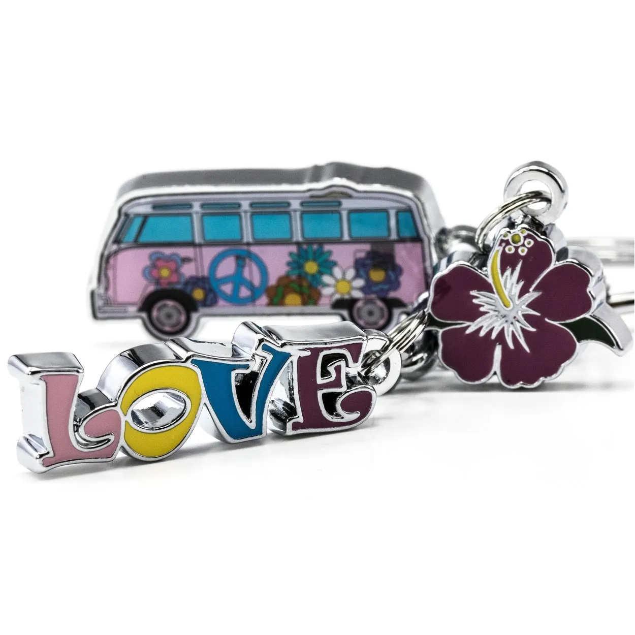 TROIKA Keyring with 3 Charms VW CALIFORNIA T1 COMBI