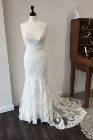 Trumpet Court Train Sweetheart Spaghetti Lace Wedding Gown, Wedding Dresses