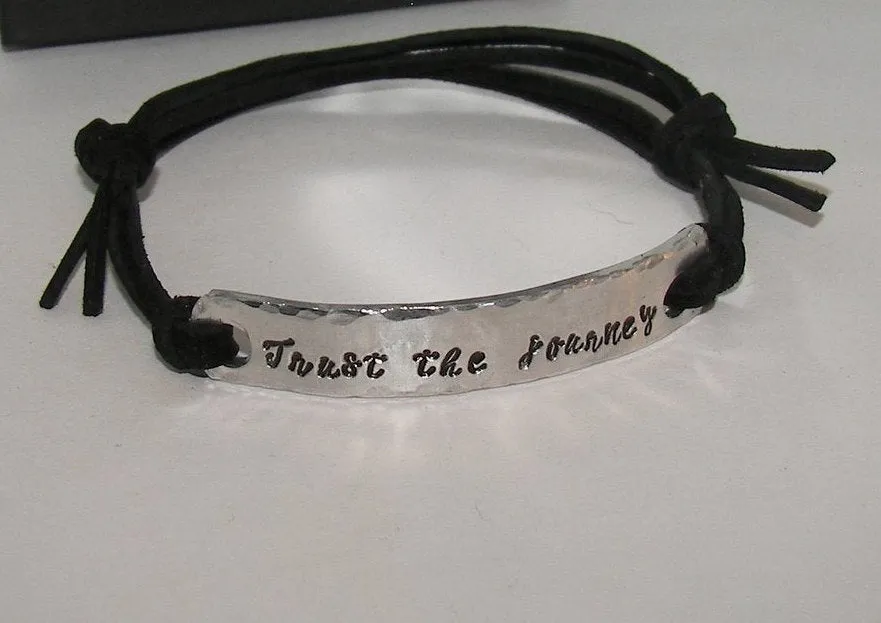 Trust the journey , Personalized bracelet for women, custom paracard bracelet,custom bracelet, personalized jewelry, handstamped jewelry