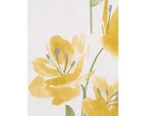 Tulips Floral Stripes Yellow White 331427 Wallpaper