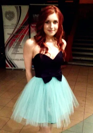 Tulle Bowknot Homecoming Dress , Mint Sweetheart Cute Homecoming Dress 2017