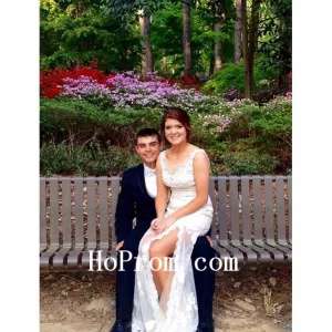 Tulle White Prom Dresses,Applique Prom Dress,Long Evening Dress