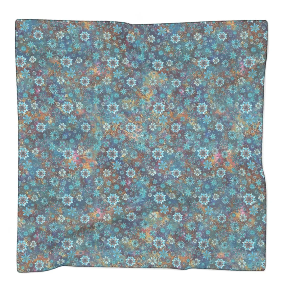 Turquoise Floral Garden Designer Scarf