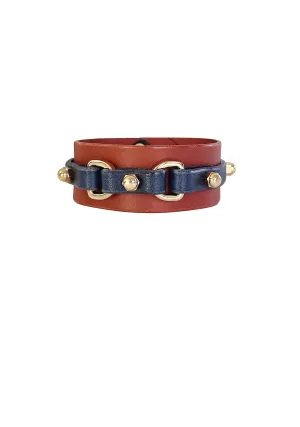 Two Tone Bit Cuff,  Caramel & Navy