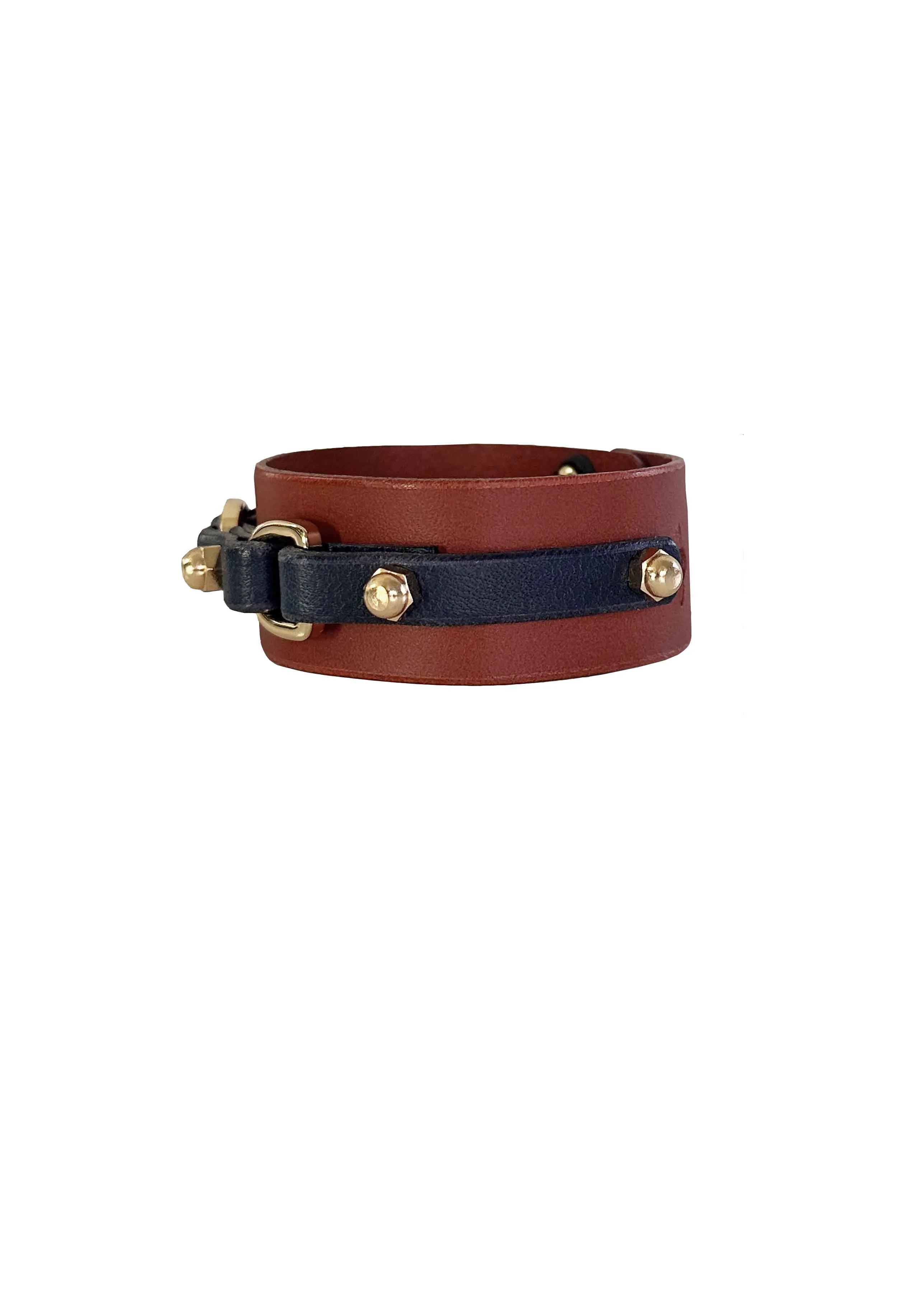 Two Tone Bit Cuff,  Caramel & Navy
