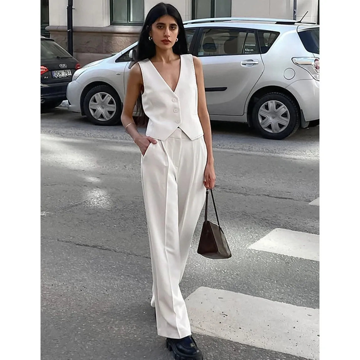 V-Neck Sleeveless Vest Trousers High-End Suit