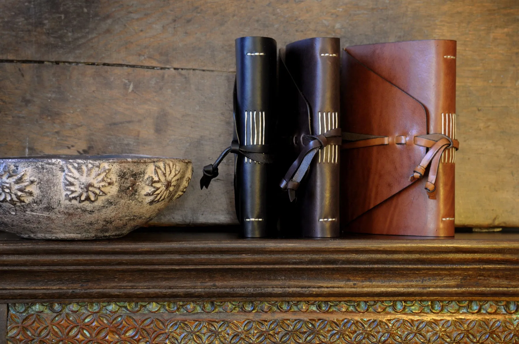 Vachetta Italian Leather Handmade Journal - Walnut