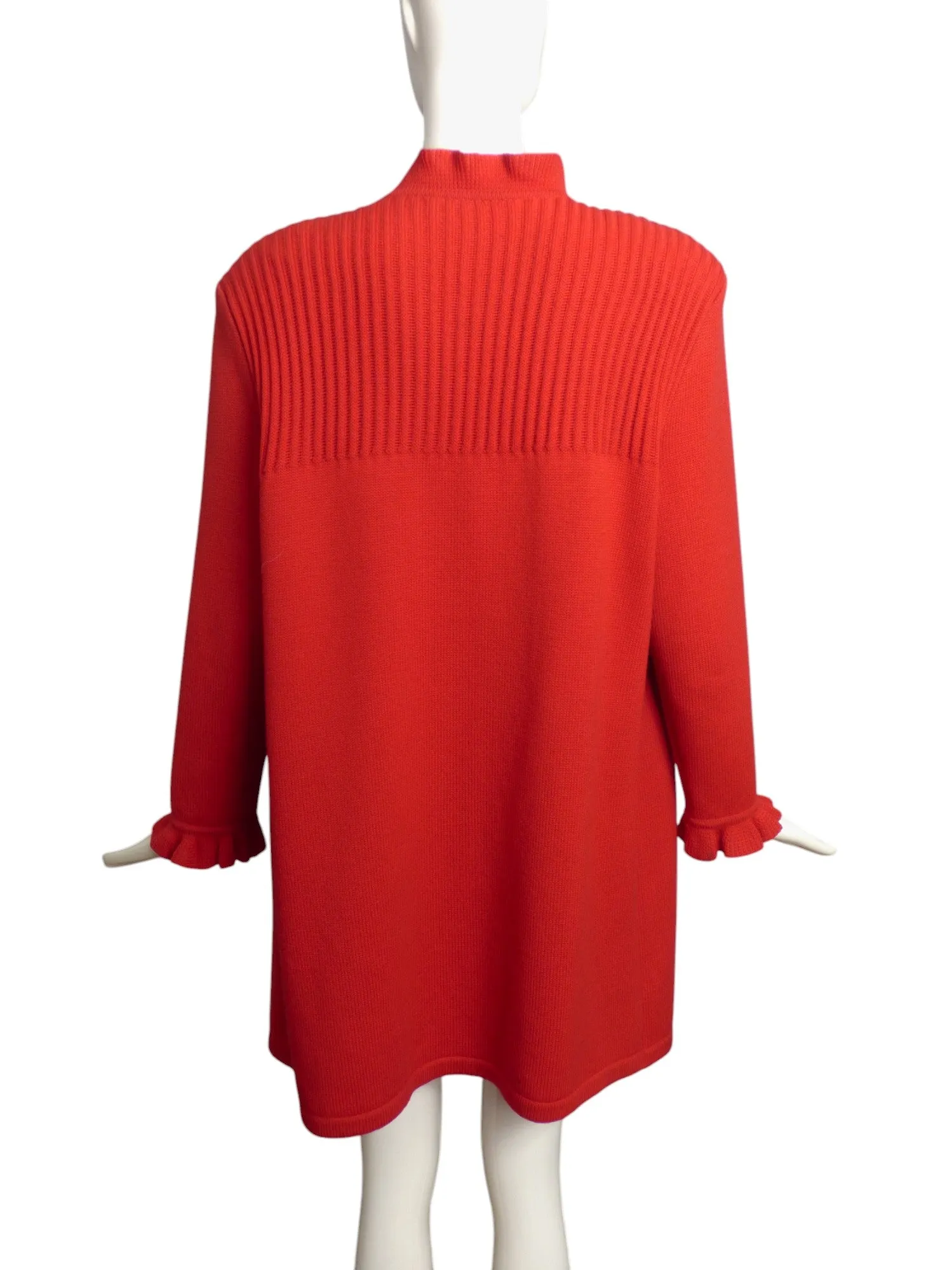 VALENTINO- 1980s Red Wool Cardigan Sweater, Size 8