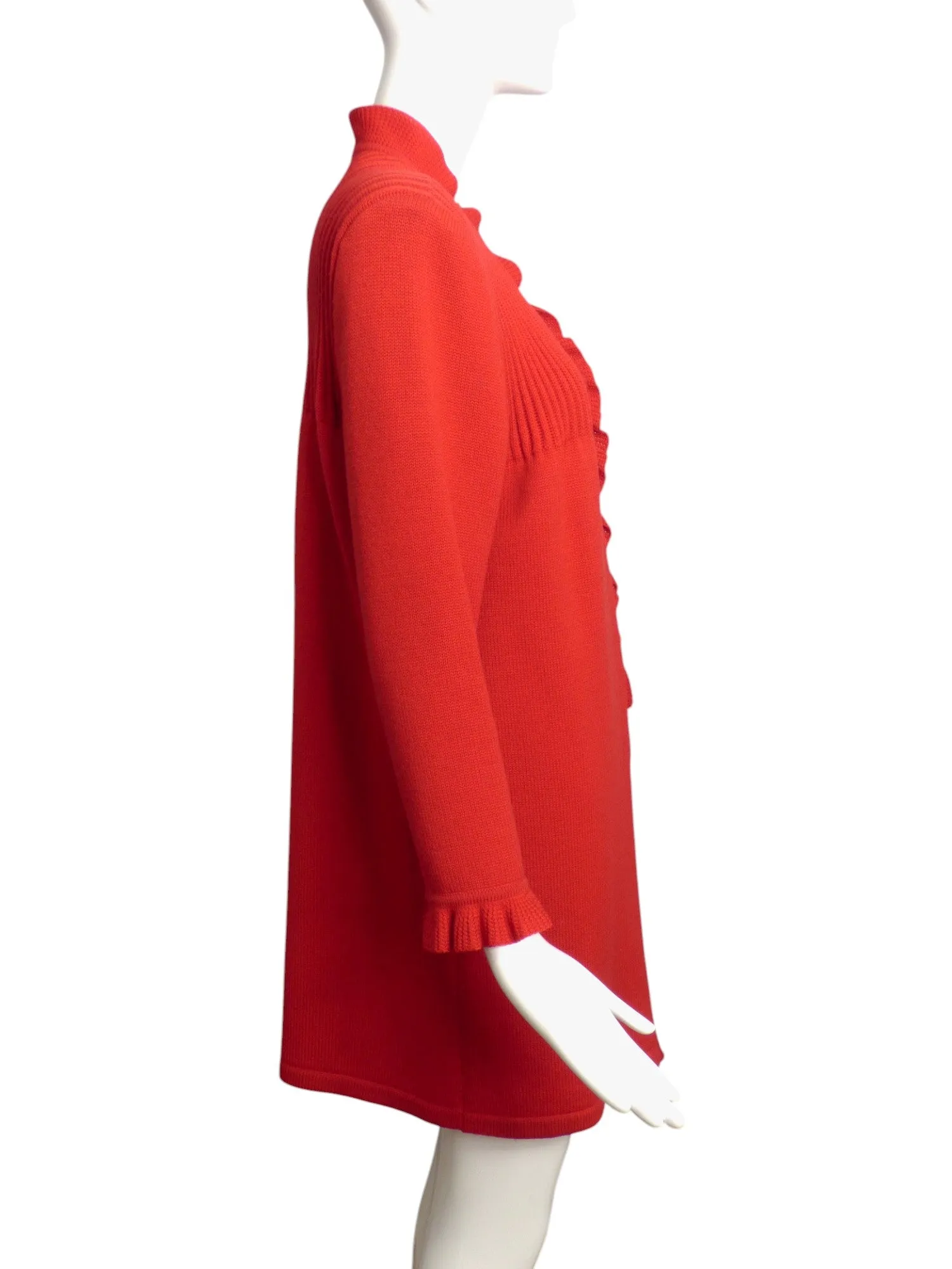 VALENTINO- 1980s Red Wool Cardigan Sweater, Size 8